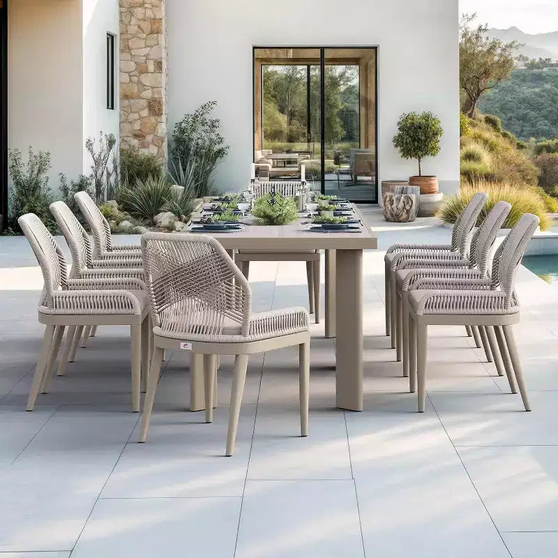 PURPLE LEAF Dining Set Patio Metal Table and Wicker Rattan Chairs for Outside Porch Garden Kitchen Modern Outdoor Furniture Sets