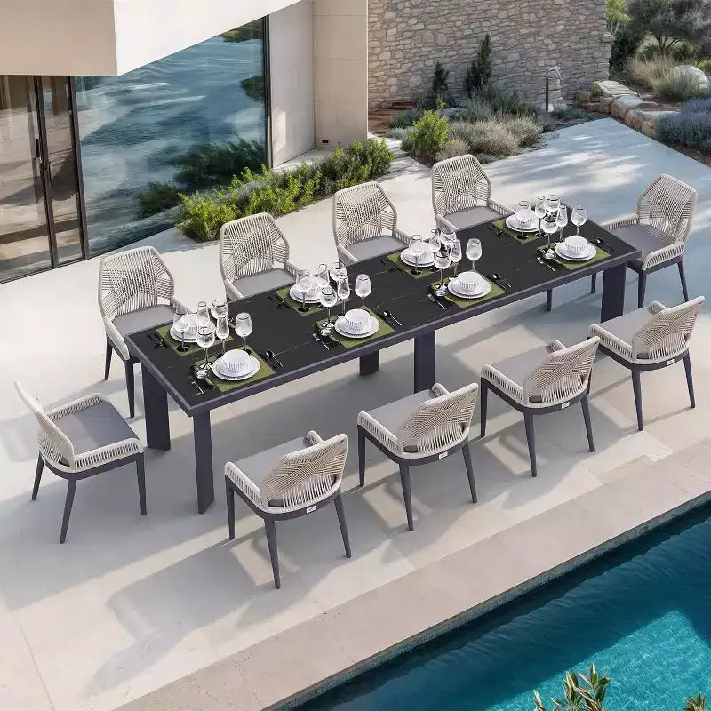 PURPLE LEAF Dining Set Patio Metal Table and Wicker Rattan Chairs for Outside Porch Garden Kitchen Modern Outdoor Furniture Sets