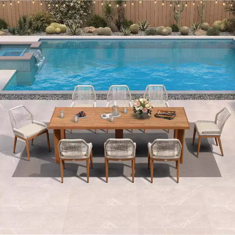 PURPLE LEAF Dining Set Patio Metal Table and Wicker Rattan Chairs for Outside Porch Garden Kitchen Modern Outdoor Furniture Sets