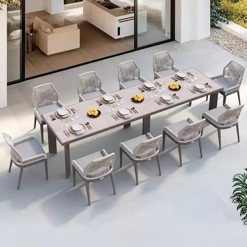 PURPLE LEAF Dining Set Patio Metal Table and Wicker Rattan Chairs for Outside Porch Garden Kitchen Modern Outdoor Furniture Sets