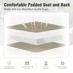 Captiva Designs 8pc Outdoor Dining Rectangle Steel Table & Padded Sling Armchairs & Market Umbrella