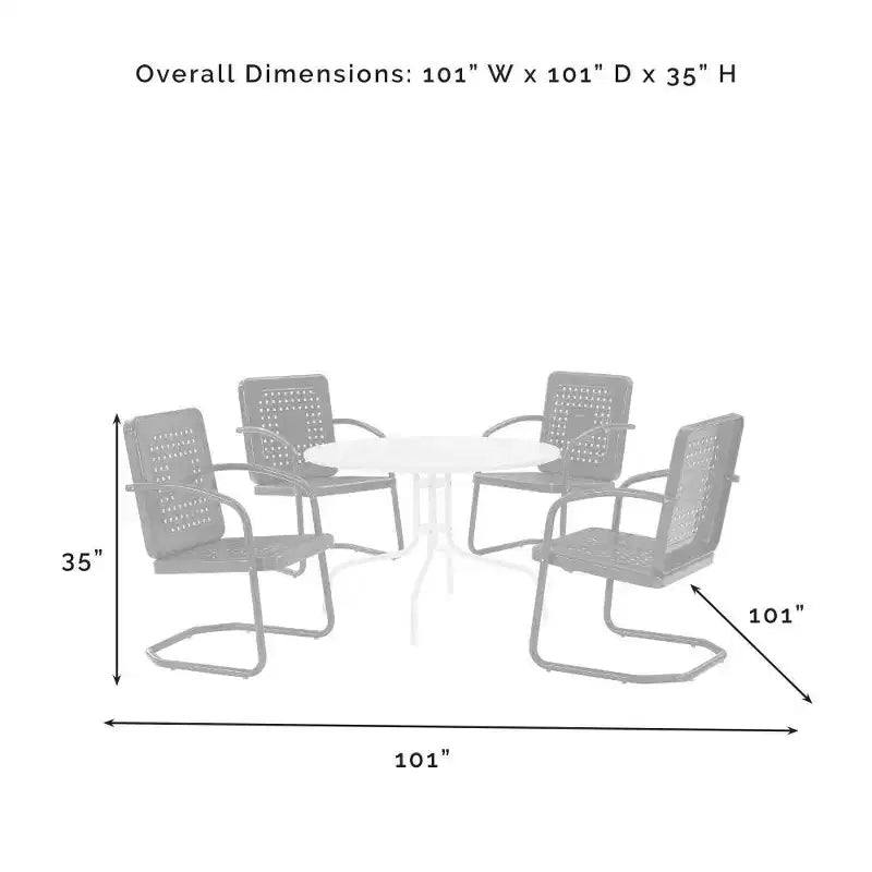 HomeStock Bates 5Pc Outdoor Metal Dining Set with Dining Table & 4 Armchairs