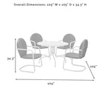HomeStock Griffith 5Pc Outdoor Metal Dining Set - Table & 4 Chairs
