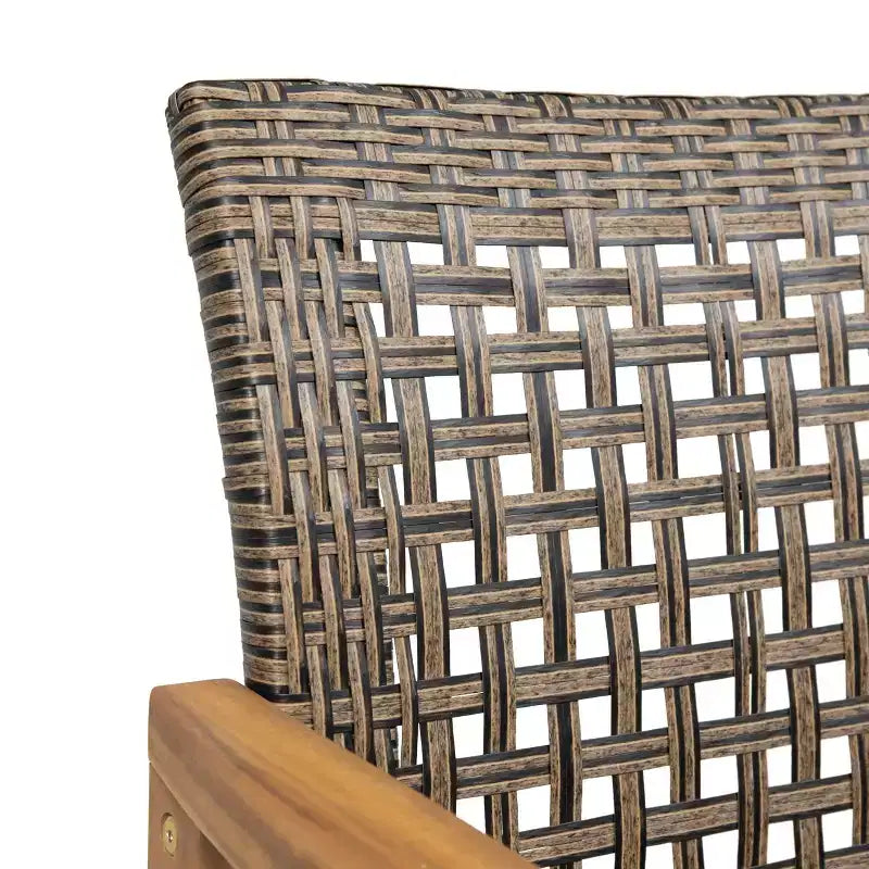 Christopher Knight Home Edgewood Outdoor Acacia Wood and Wicker 9 Piece Dining Set, Teak/Mixed Mocha
