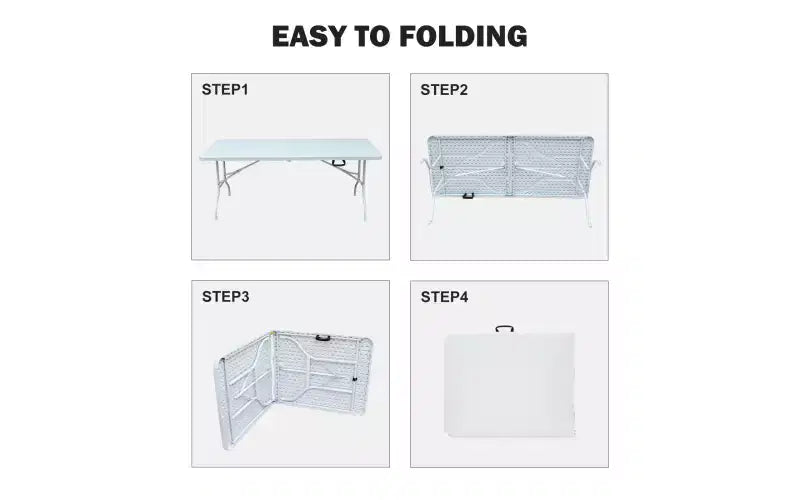 Folding Table 6FT,Portable Heavy Duty Plastic Table With Handle