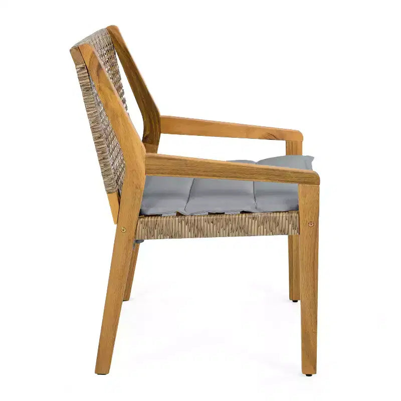 Christopher Knight Home Neva 5 Piece Outdoor Acacia Wood and Wicker Dining Set with Water-Resistant Cushions