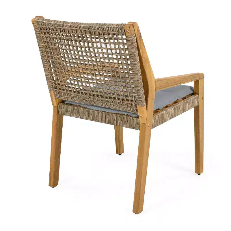 Christopher Knight Home Neva 5 Piece Outdoor Acacia Wood and Wicker Dining Set with Water-Resistant Cushions