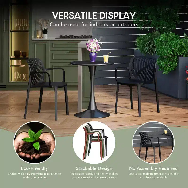 WestinTrends Playa 5-Piece Outdoor Resin Square Patio Dining Table Set with Modern Stackable Patio Dining Chairs