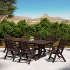WestinTrends Malibu 7-Piece HDPE Rectangular Patio Dining Table Set with Foldable Chairs