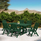 WestinTrends Malibu 7-Piece HDPE Rectangular Patio Dining Table Set with Foldable Chairs