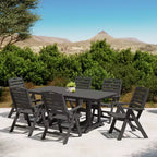 WestinTrends Malibu 7-Piece HDPE Rectangular Patio Dining Table Set with Foldable Chairs