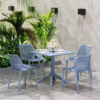 WestinTrends Playa 5-Piece Modern Square Patio Dining Table Set with Stackable Patio Dining Chairs