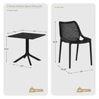 WestinTrends Playa 5-Piece Modern Square Patio Dining Table Set with Stackable Patio Dining Chairs