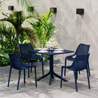 WestinTrends Playa 5-Piece Modern Square Patio Dining Table Set with Stackable Patio Dining Chairs