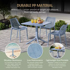 WestinTrends Playa Modern 5-Piece Resin Patio Dining Table Set with Stackable Patio Dining Chairs