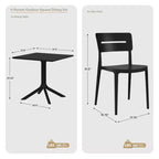 WestinTrends Playa Modern 5-Piece Resin Patio Dining Table Set with Stackable Patio Dining Chairs
