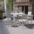 WestinTrends Playa Modern 5-Piece Resin Patio Dining Table Set with Stackable Patio Dining Chairs