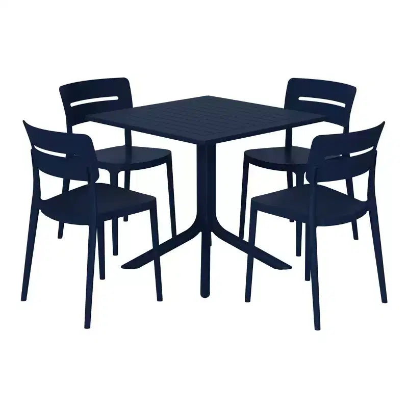 WestinTrends Playa Modern 5-Piece Resin Patio Dining Table Set with Stackable Patio Dining Chairs