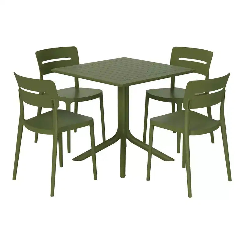 WestinTrends Playa Modern 5-Piece Resin Patio Dining Table Set with Stackable Patio Dining Chairs