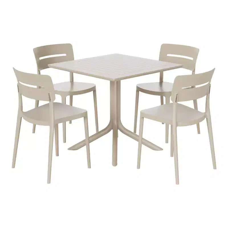 WestinTrends Playa Modern 5-Piece Resin Patio Dining Table Set with Stackable Patio Dining Chairs