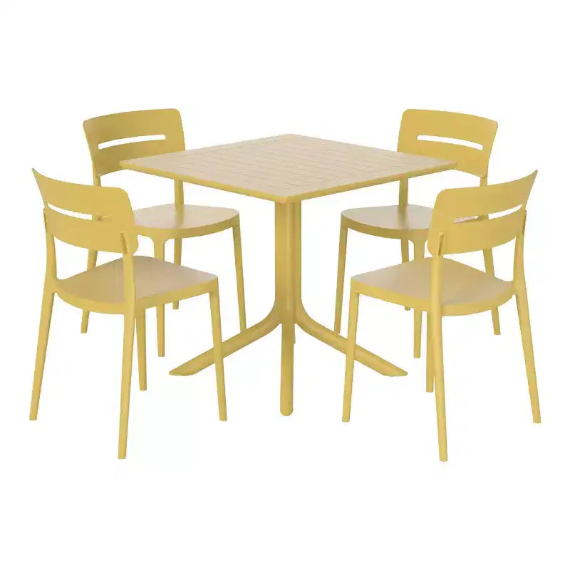 WestinTrends Playa Modern 5-Piece Resin Patio Dining Table Set with Stackable Patio Dining Chairs