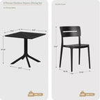 WestinTrends Playa Modern 5-Piece Resin Patio Dining Table Set with Stackable Patio Dining Chairs, Black