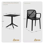 WestinTrends Playa 5-Piece Outdoor Square Patio Dining Table Set with Stackable Patio Dining Chairs