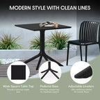 WestinTrends Playa 5-Piece Outdoor Square Patio Dining Table Set with Stackable Patio Dining Chairs