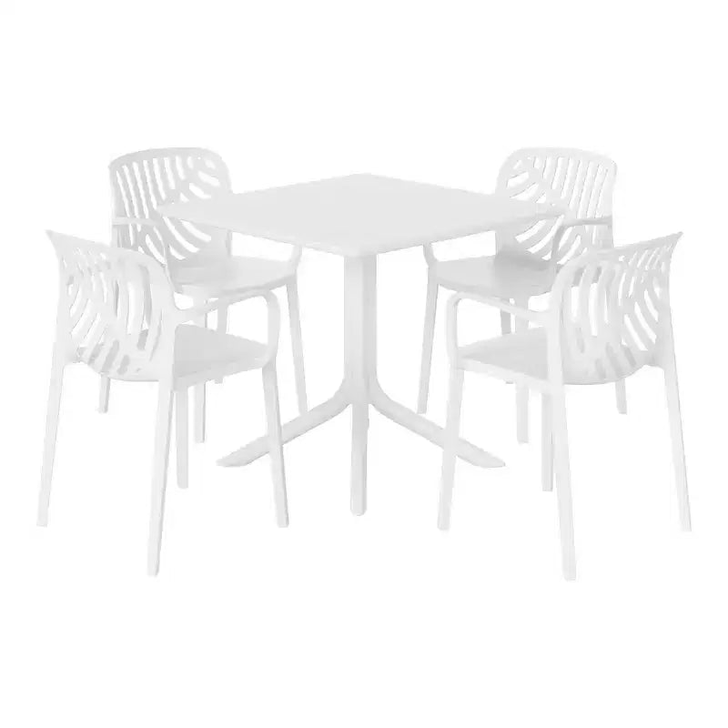 WestinTrends Playa 5-Piece Outdoor Square Patio Dining Table Set with Stackable Patio Dining Chairs