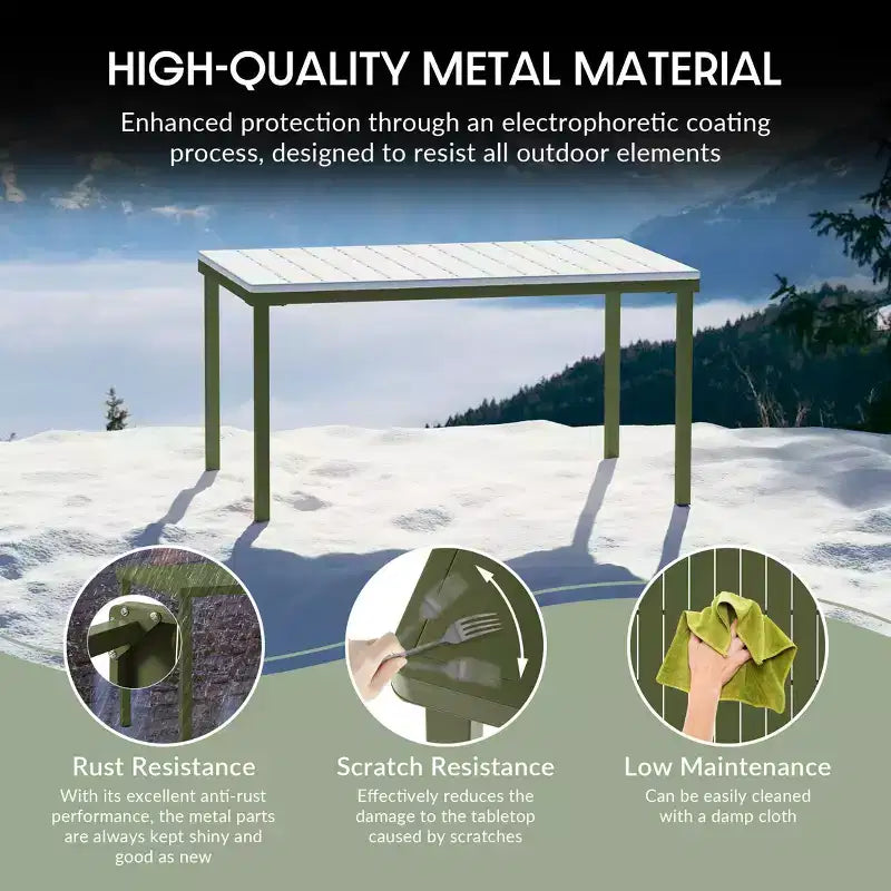 WestinTrends Playa 7-Piece Outdoor Metal Rectangle Patio Dining Table Set With Stackable Resin Patio Dining Chairs
