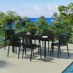 WestinTrends Playa 7-Piece Outdoor Patio Dining Table Set With Stackable Patio Chairs