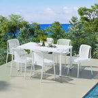 WestinTrends Playa 7-Piece Outdoor Patio Dining Table Set With Stackable Patio Chairs