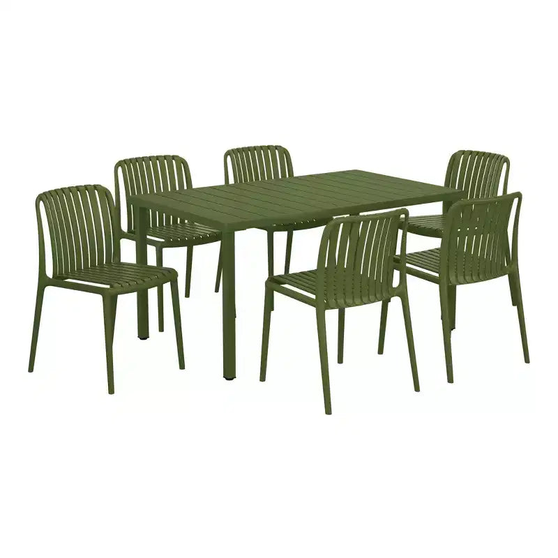 WestinTrends Playa 7-Piece Outdoor Patio Dining Table Set With Stackable Patio Chairs