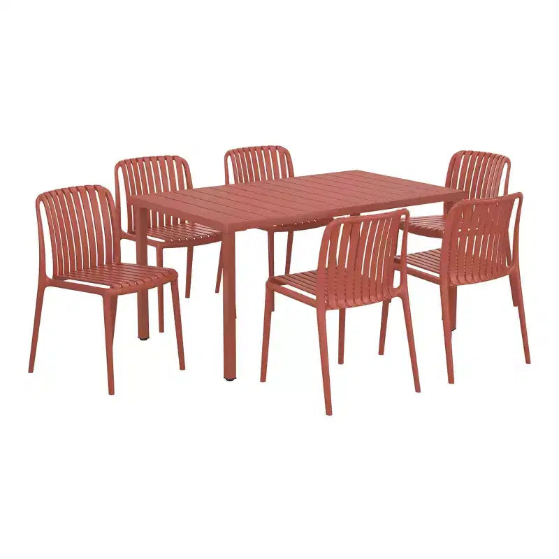 WestinTrends Playa 7-Piece Outdoor Patio Dining Table Set With Stackable Patio Chairs