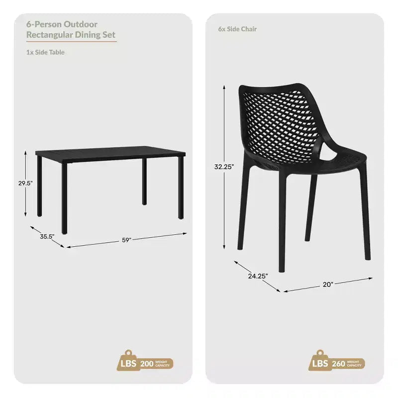 WestinTrends Playa 7-Piece Outdoor Metal Patio Dining Table Set With Stackable Patio Chairs
