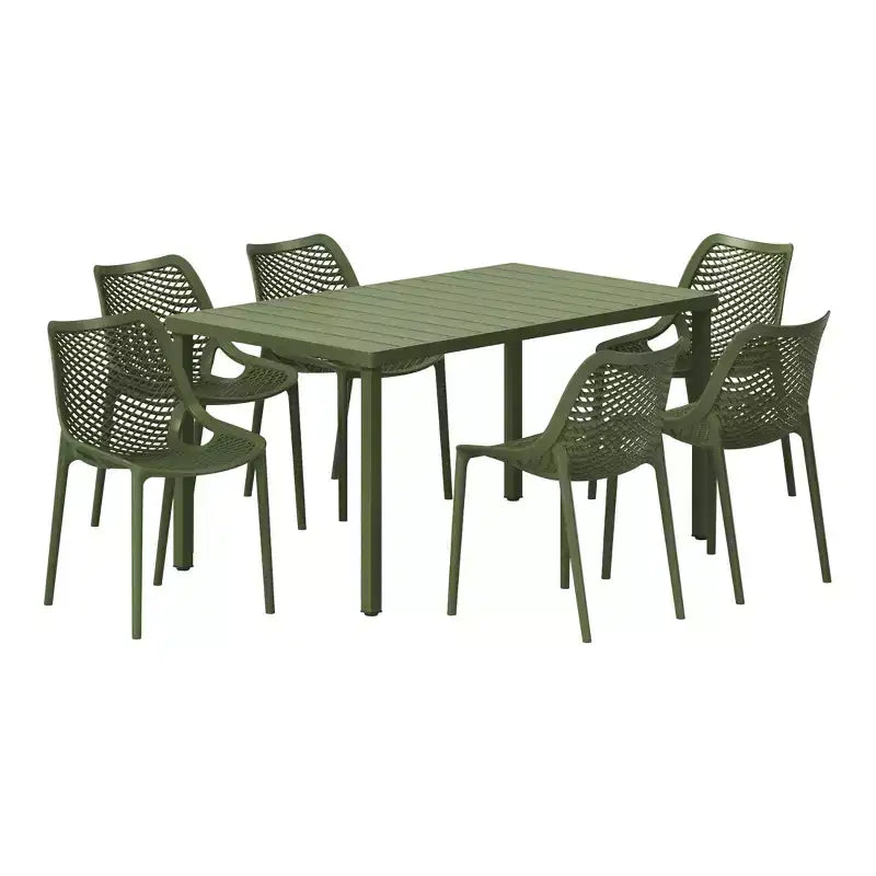 WestinTrends Playa 7-Piece Outdoor Metal Patio Dining Table Set With Stackable Patio Chairs