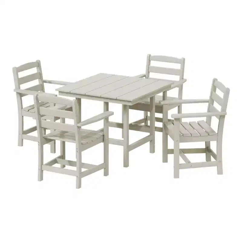 WestinTrends Ashore 5-Piece HDPE Outdoor Square Patio Dining Table Set with Armchairs