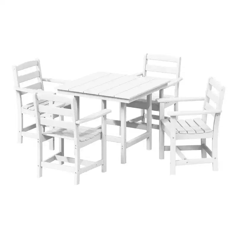 WestinTrends Ashore 5-Piece HDPE Outdoor Square Patio Dining Table Set with Armchairs