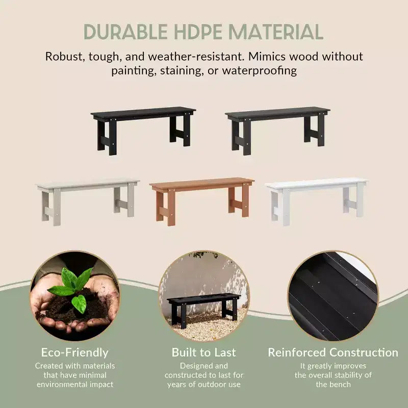 WestinTrends Ashore 6-Piece Outdoor HDPE Patio Dining Table Set with Bench