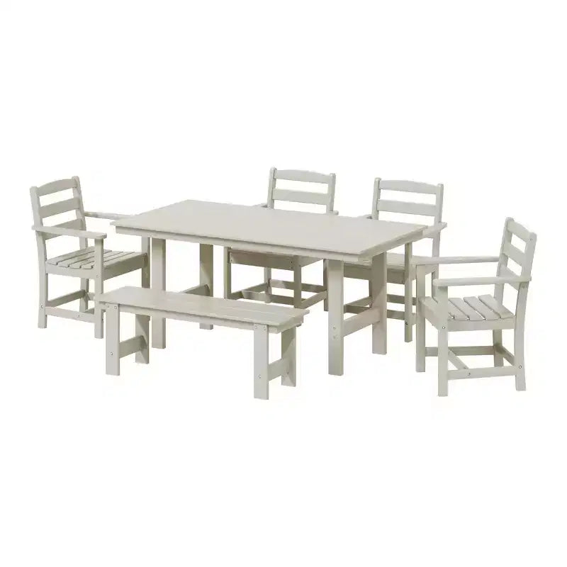 WestinTrends Ashore 6-Piece Outdoor HDPE Patio Dining Table Set with Bench