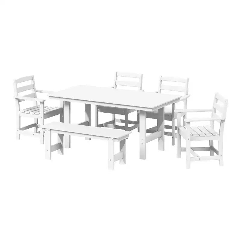 WestinTrends Ashore 6-Piece Outdoor HDPE Patio Dining Table Set with Bench