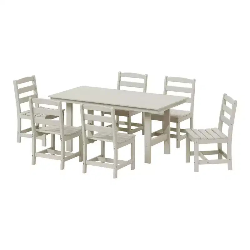 WestinTrends Ashore 7-Piece HDPE Outdoor Rectangular Patio Dining Table Set with Side Chairs