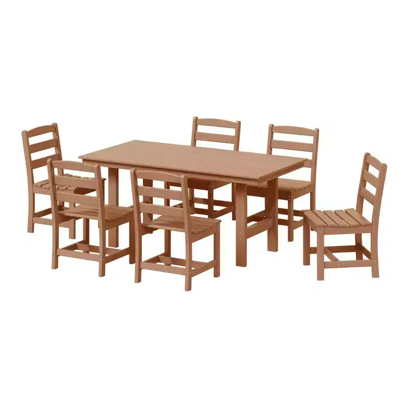 WestinTrends Ashore 7-Piece HDPE Outdoor Rectangular Patio Dining Table Set with Side Chairs