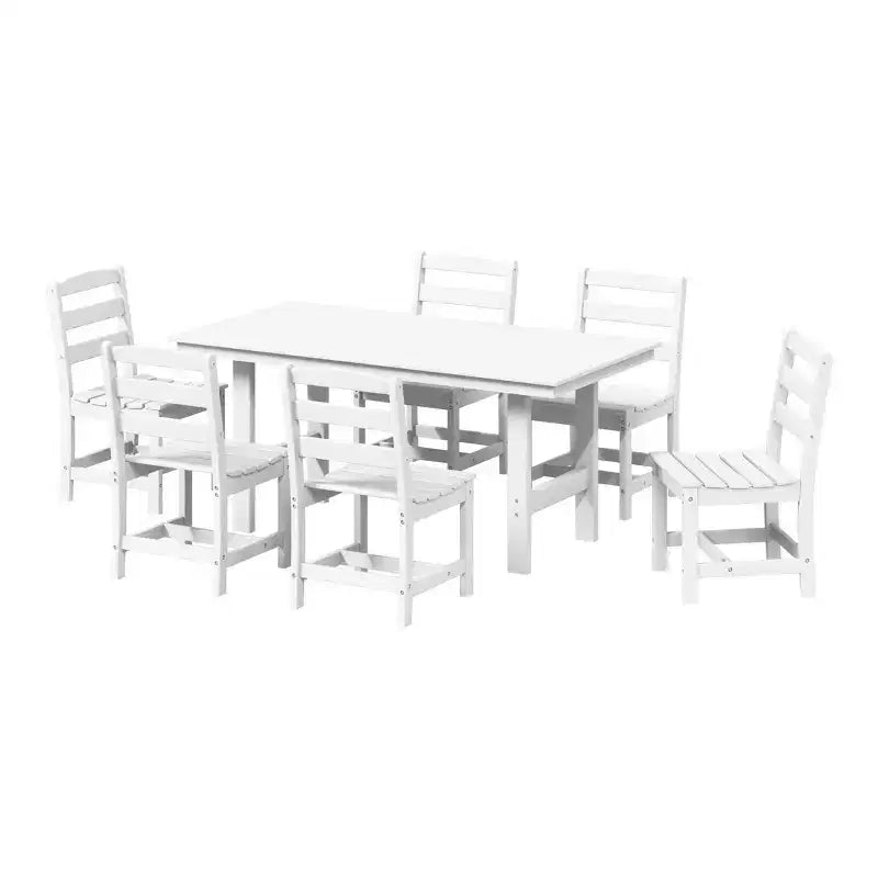 WestinTrends Ashore 7-Piece HDPE Outdoor Rectangular Patio Dining Table Set with Side Chairs
