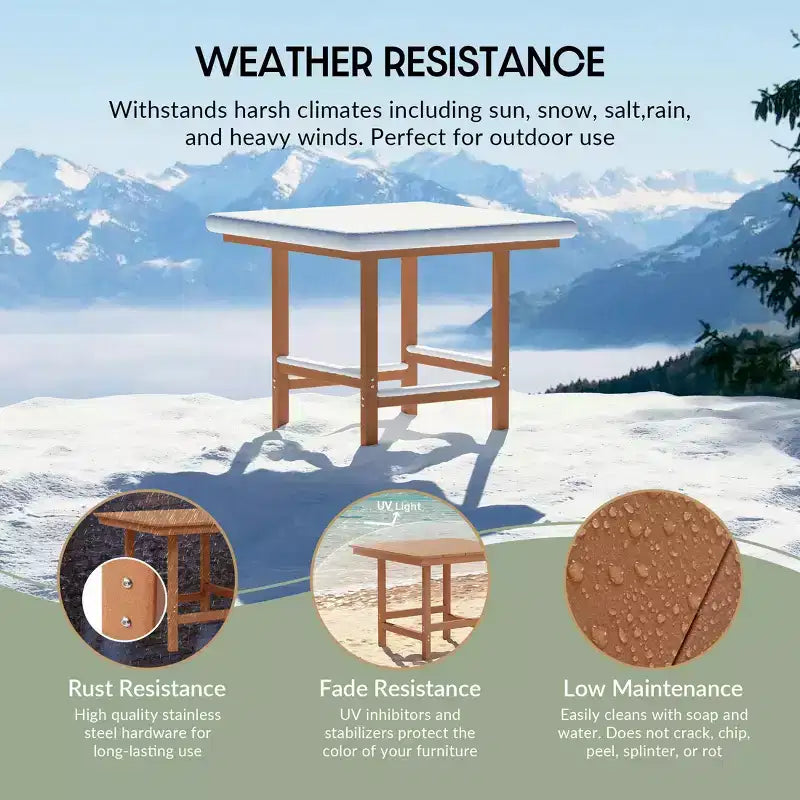 WestinTrends Ashore 5-Piece HDPE Outdoor Square Patio Dining Table Set with Armless Side Chairs
