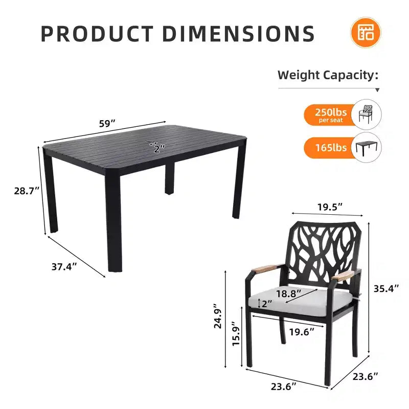 Christopher Knight Home Haggai Patio 5 Piece Branch-Like Backrest Aluminum Dining Set with Sunbrella Cushions