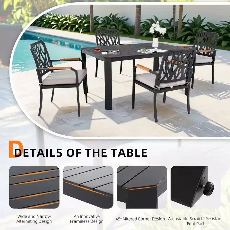 Christopher Knight Home Haggai Patio 5 Piece Branch-Like Backrest Aluminum Dining Set with Sunbrella Cushions