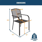 CLIHOME Ensemble de salle à manger d'extérieur 9 pièces, Table et chaises en acier maillé