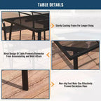 CLIHOME 7-Piece Outdoor Dining Set,65 Steel Frame Mesh Table & Chairs Patio Set
