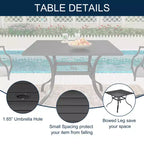 CLIHOME 5-Piece Outdoor Dining Set,With Umbrella Hole Square Table & Mesh Chairs Patio Set